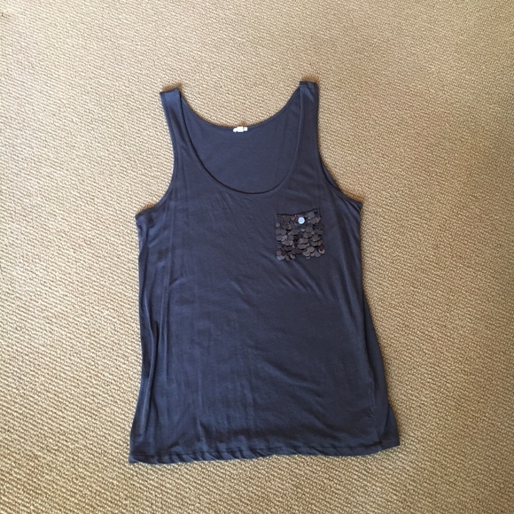 J. Crew Tops - J. Crew Gray Sequin Pocket Tank Top, Size Medium